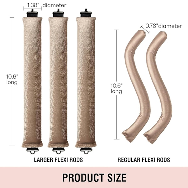 3 st Heatless Hårcurlers, Mjuka Sammets Tjocka Flexi-stavar Med Haken, Värmefri Hårcurlers Curlingstav Att Sova I, Övernattning Värmefria Lockar För Blowout L Coffee