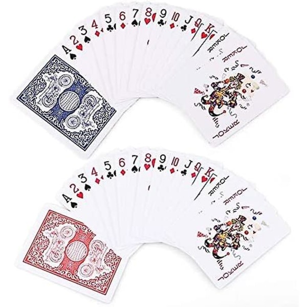 12 sæt spillekort 54 standard indeks pokerkort 6 blå og 6 røde glatte papkort perfekt til festgaver spil (6,3 * 8,8 cm)