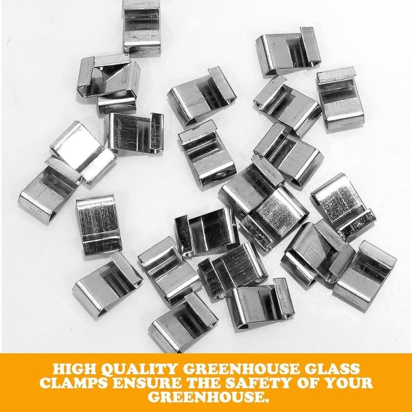 100 stk Drivhusklemmer for glass - Rustfritt stål Drivhusvindusklemmer Glassrutefester - 50 stk Drivhus