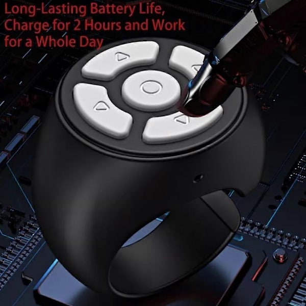 Fingertip Trådløs Bluetooth Fjernbetjening, Rullefjernbetjening Sideomdrejning black C