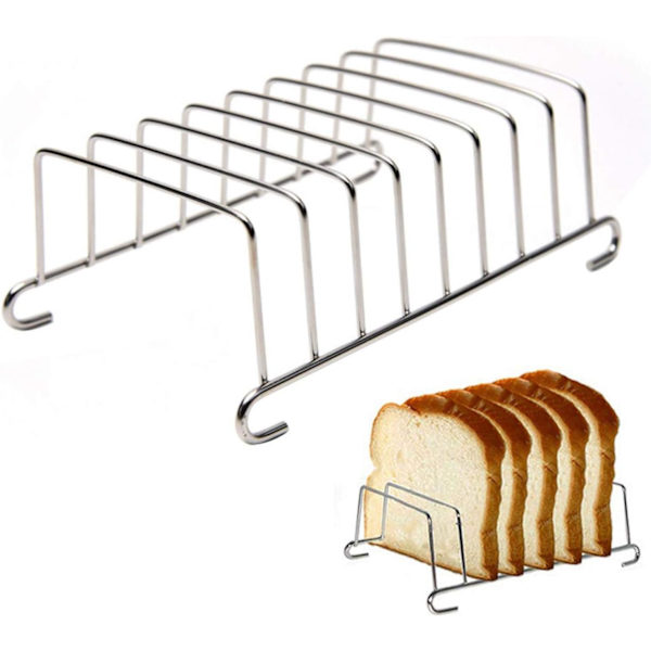 Rustfritt stål rist for brød, rektangulær brødristerholder, tilbehør for airfryer (sølv)