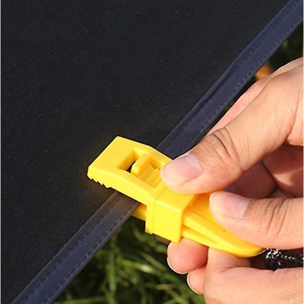 10 stk gule presenningklips, teltklips, plastklips, for camping baldakin klemme sorte presenningklips markiser for utendørsaktiviteter