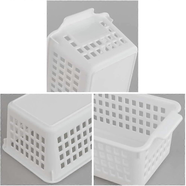 3-pack Små Praktiska Plastkorgar för Förvaring (Vit) White