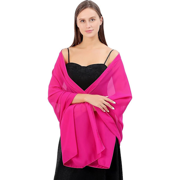 Gjennomsiktige myke chiffon-sjal og omslag for kvinner, lette bryllupskveldsfester Kjole Skjerf Brud, Rose Red(1)