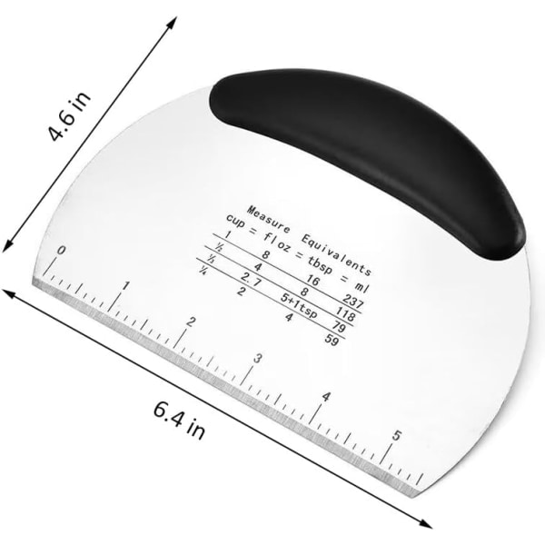 Monitoiminen Pro Heavy Duty -ruostumattomasta teräksestä valmistettu taikinakaavin, leikkuri, silppuri, pizzaleikkuri mitta-asteikolla