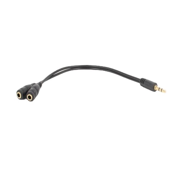 Guld 3,5 mm hovedtelefon-splitterstik han til 2 dobbelte hun-kabel lyd Y-SPLITTER