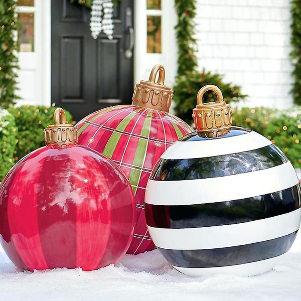 Julepynt ballong 60 cm utendørs moro festlig atmosfære print pvc oppblåsbare lekeball håndverk Black and white stripes