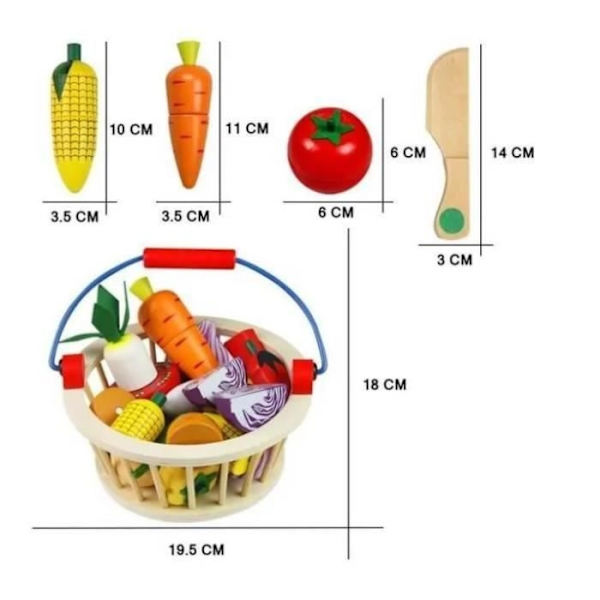 14 st Fruktskärleksleksaker Trägrönsaksskärande matleksak Låtsaslek Köksleksak för barn 3-7 år
