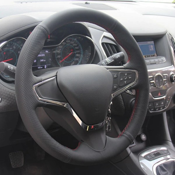Gnupme konstläder svart bil rattöverdrag för Chevrolet Malibu XL 2016 2017 Equinox 2017 2018 Buick Velite 5