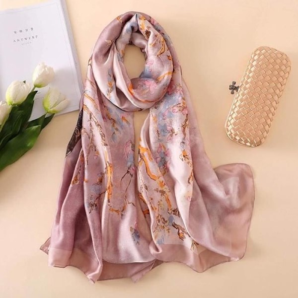 Damscarf Siden Satin Scarf Tryckt Scarf Leopard Wraps Satin Scarf Vacker Blomsterscarf Chlecouleurs
