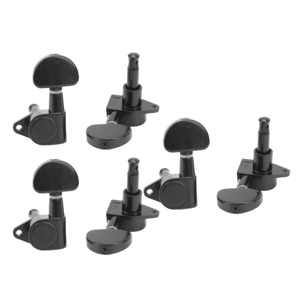 Guitar Machine Head Tuner Metal Halvcirkel Helt forseglet Guitar Tuning Pegs til erstatning 3L3R Sort