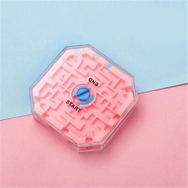 3D Mini Speed Cube Labyrint Magisk Kub Lära Pedagogisk Leksak Pusselspel Labyrint Rullande Boll Hjärna Lära Balans A-323-pink