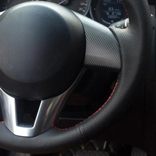 Svart konstläder handsydd rattöverdrag för Mazda 3 Axela Mazda 6 Atenza Mazda 2 CX-3 CX3 CX-5 CX5 Scion
