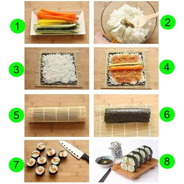Sushiset (10 delar, plus 2 bambutallrikar)