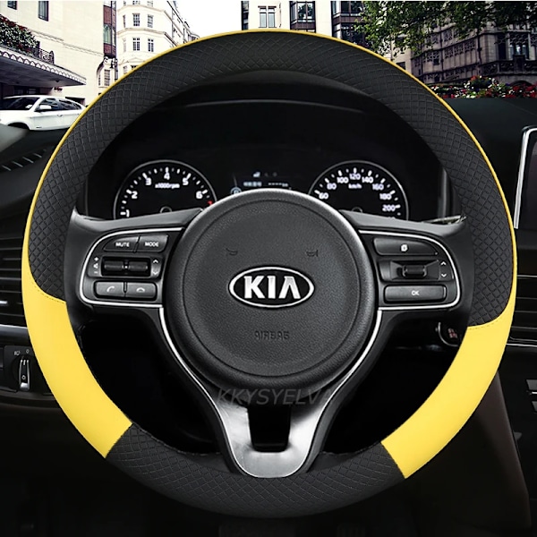 Mikrofiberläder rattöverdrag för bil 38cm 15\" för Kia Niro Niro EV SUV 2016 2017 2018 2019 2020 2021 biltillbehör White
