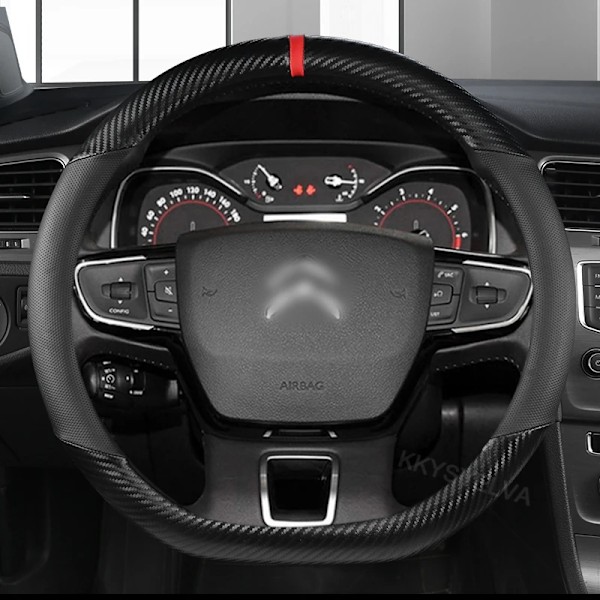 Rattskinnsöverdrag i kolfiber + läder för Citroën C4 Aircross C5 Aircross C3-XR C4 Picasso C4 C5 C6 biltillbehör BLACK D SHAPE