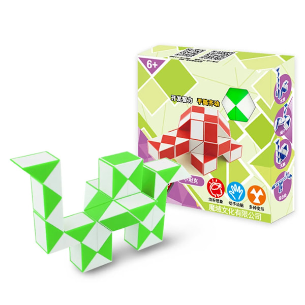 Cubing Classroom 24 Snake Speed Cubes Twist Magic Puzzle för barn, festgåvor, färgglada pedagogiska leksaker Green Magic Ruler