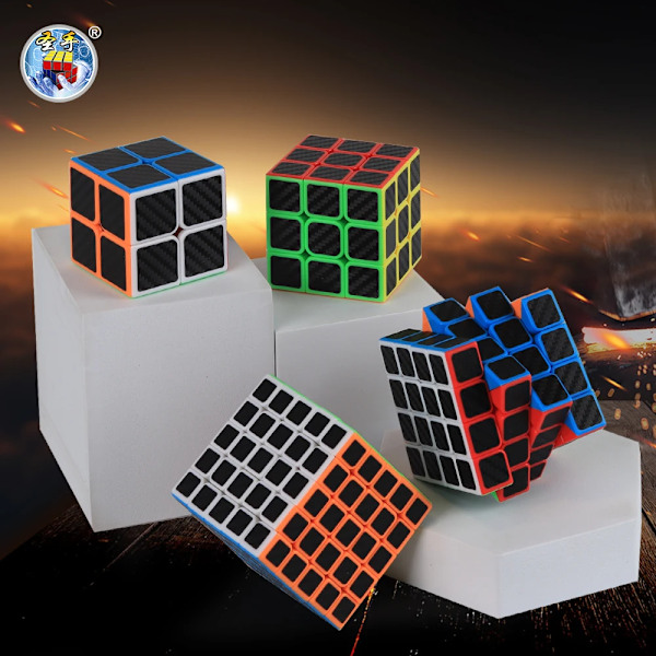 Sengso Speed Cube 2X2 3X3 4X4 5X5 Kolfiber Sticker Magic Cubo Rubick Profession Pussel Hög Kvalitet Barn Fidget Leksaker 2x2