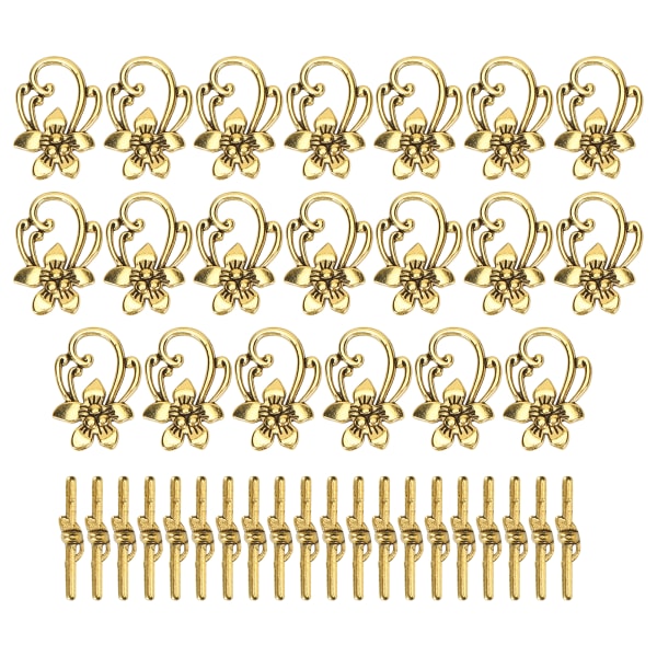 20 sæt armbånd vippelås guld retro legering blomsterform OT spænde smykker tilbehør