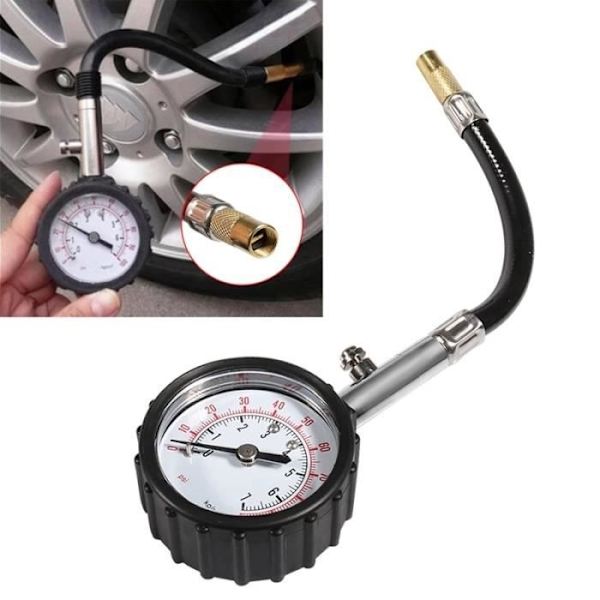0-100Psi Lång slang Däcktrycksmätare Hög precision Lufttryckstestare Universal för bil motorcykel