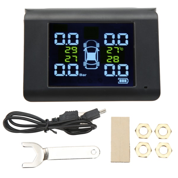 Trådløst dæktryksovervågningssystem med 4 eksterne sensorer LCD-skærm Højalarm TPMS til autocampervogn