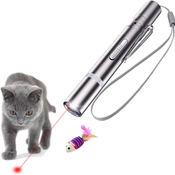 Kattleksaker för inomhuskatt Kattungeleksaker Pekare för interaktivt spelande, kattficklampa ledprojektion, USB uppladdningsbar husdjurshundjaktleksaker pålitlig
