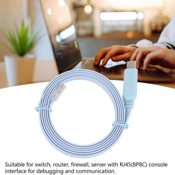 Hurrise USB till RJ45-kabel - USB till RJ45 Konsolkabel - Vit - 1,8 Meter - Plug and Play