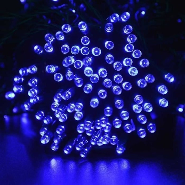 Blå Ljusslinga 22M 200 Leds 8 Lägen Solenergi För Utomhusdekoration Jul Bröllopsfest Kväll