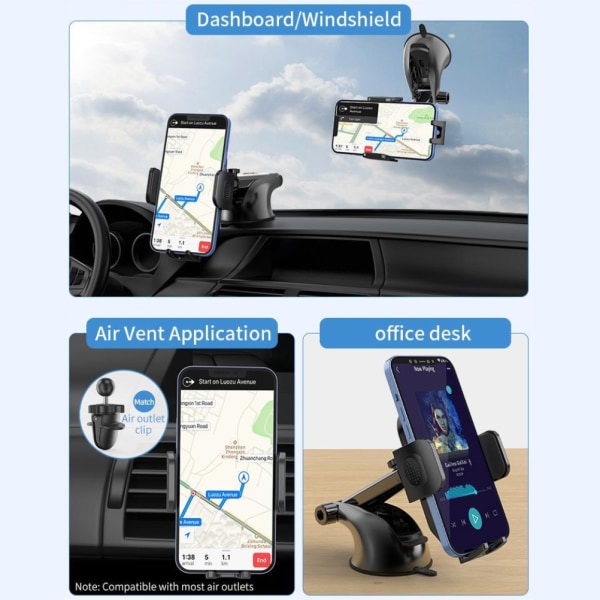 Biltelefonfeste sugekopp telefonholder for bil dashbord Frontrute luftventil håndfri universal telefonholder