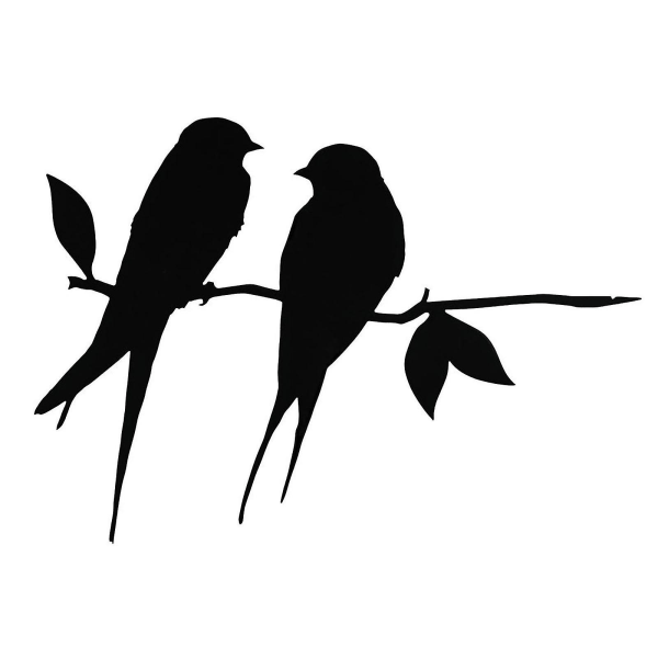 Ladugårdssvala (kärleksfågel) Metal Tree Art Metal Bird Garden Stål Silver Black