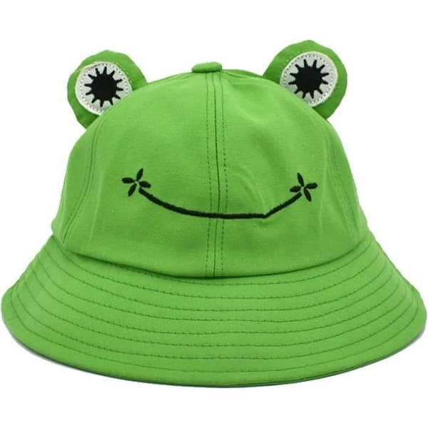 Bomulls Solhatt för Kvinnor - Groda Bucket Hat - Vikbar - Vit White