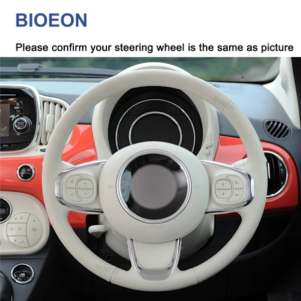 Beige rattöverdrag i konstläder för Fiat 500 2015-2021 500c 2016 2017 2018 2019 2020-2021 beige