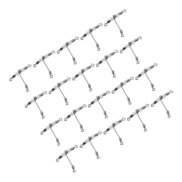 20 stk T-form lysende fiskedrejet 3-vejs konnektor Cross Line rullende drejeled med perler 8x10 #