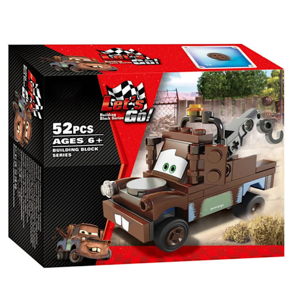 Aoger Pixar Cars 3 Byggstenar Modell Leksak Presentset Blixten McQueen Jackson Farbror Lastbil Pojkens Födelsedag Leksakspresent 52PCS(.101) With Box