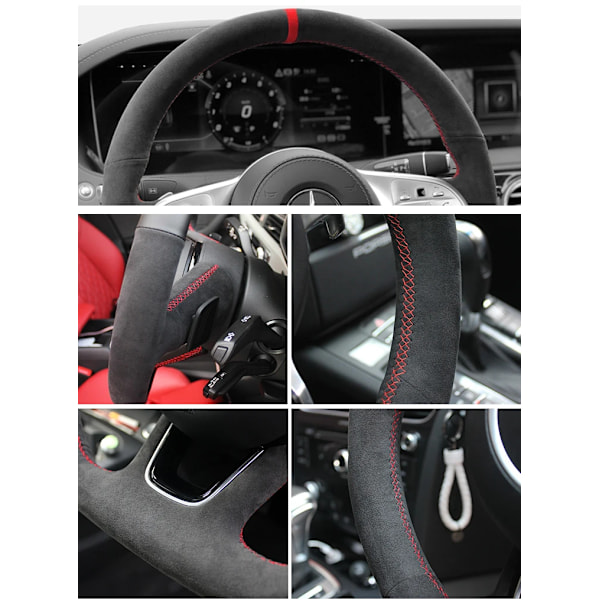 DIY handsydd högkvalitativ halkfri mockarattstyrningshölje för Ford Mustang 2015-2019 Mustang GT 2015-2019 style 4