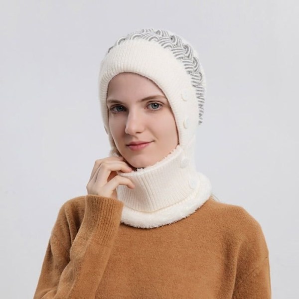 Vinterhalsdukar för damer, 2 stycken, vintervarmt nackskydd för kvinnor, stickad mössa, halsduk och mask i 1