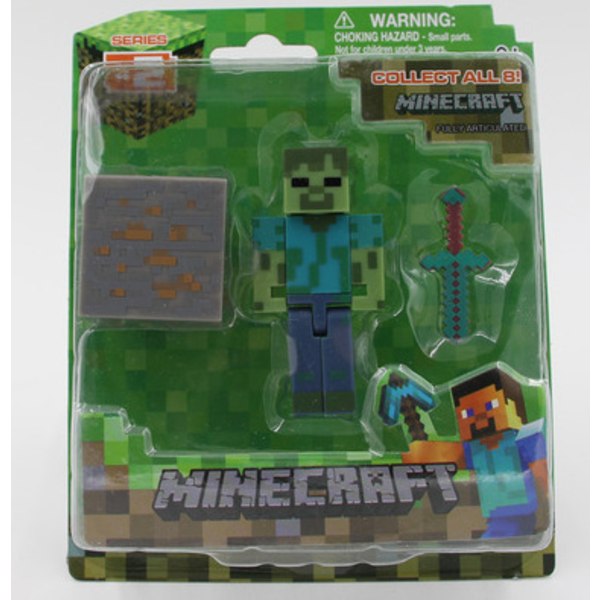 Minecraft Lelut 3 tuuman nuket 9 erilaista set Creeper Little Black Brick Steve käy kaupassa ja pyydä kuvia Zombie holding a pickaxe