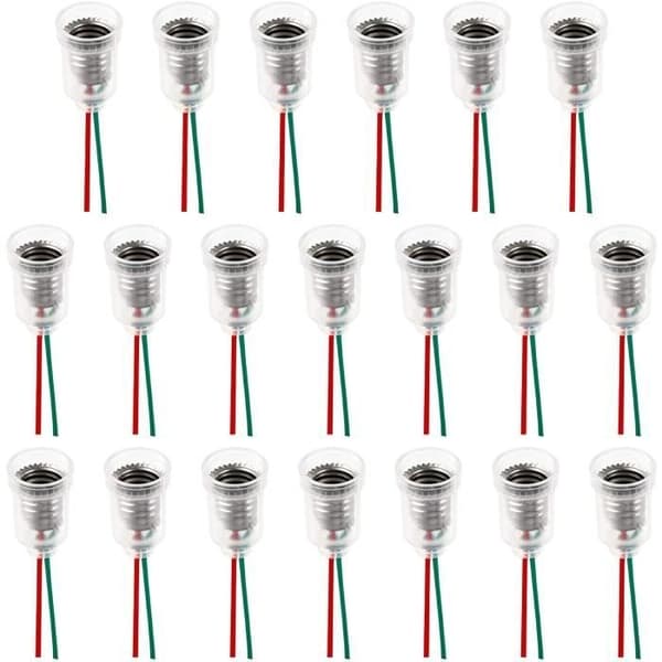 20 st E10 Lamphållare E10 LED-lampfot E10 LED-glödlampshållare med kabel för experiment, elektriska kretsar, testning