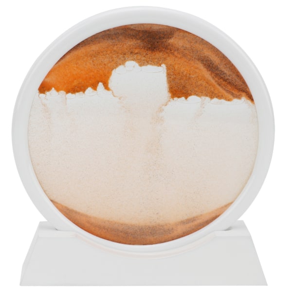 Rörlig sandkonst Rund vit ram 3D högt genomskinligt glas blekfritt Vibrerande färg Hållbar sandkonst Liquid Motion