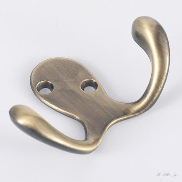 Väggkrokar - Kraftiga - 5 Stycken - Dubbelkrok - Bronsmetall - Vintage Bronze