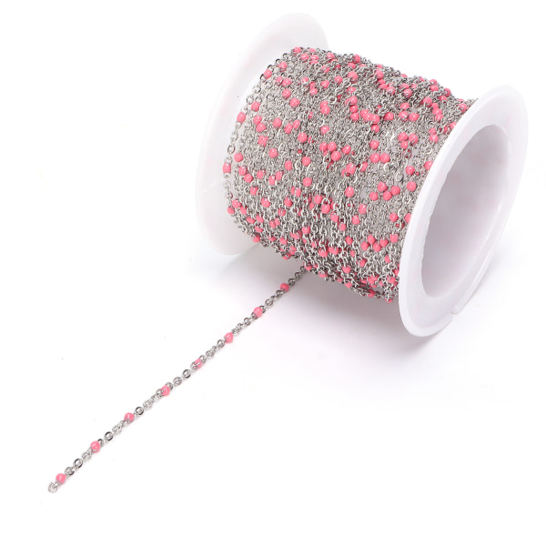 Trottoarkedja Rosa rostfritt stål Färg DIY 5m/väska för armband Halsband Smycketillverkning