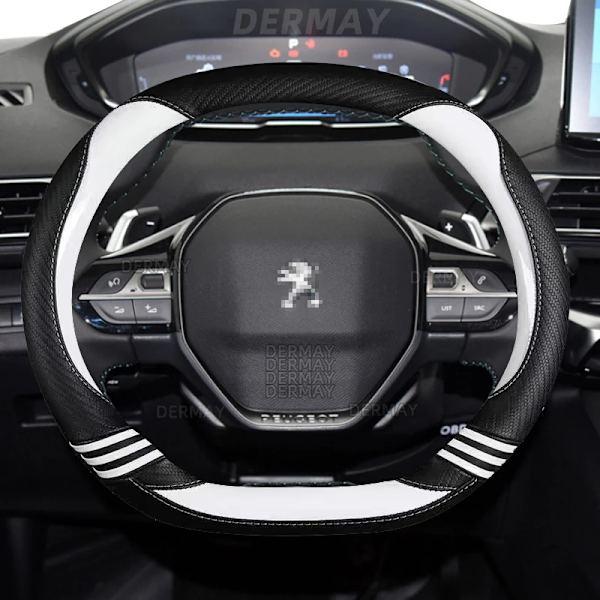 Rattskinnsöverdrag för Peugeot 208 e208 2020 2021 2022 - Söt kolfiber PU-läder för tjejer, biltillbehör, interiör Red