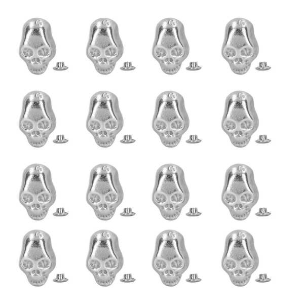150 sett hodeskallenagler Punkstil DIY Ghost Head-nagler Lær håndverksdekorasjon for sko Klær Vesker Sølv