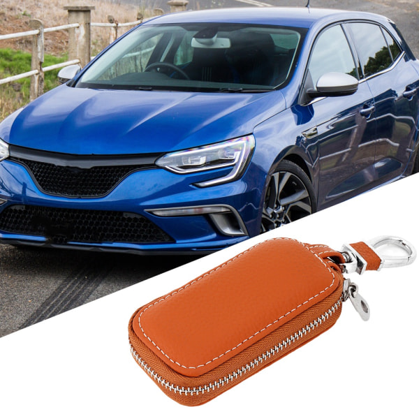 Universal PU læder Car Remote Key Fob Taske Smart nøgleholder taske (brun)