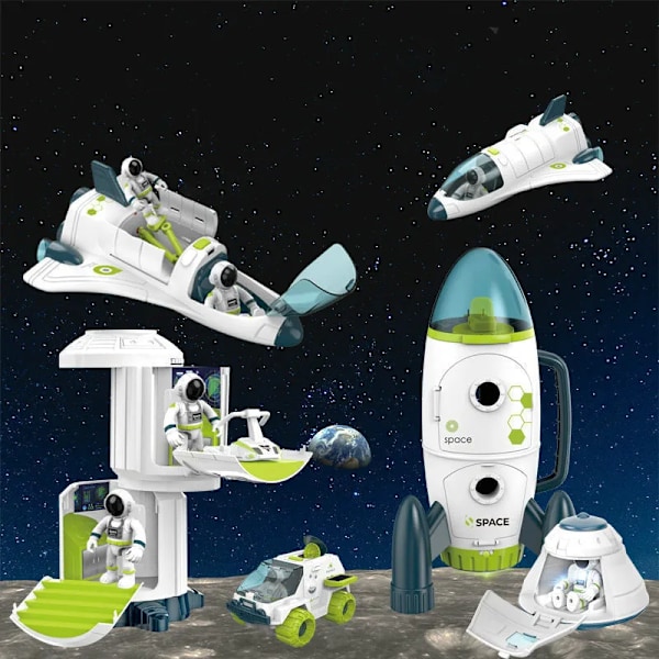 Barnens pedagogiska akustiska optiska axelleksaker rymdfarkostmodell rymdfärja rymdstation raket luftfartserie leksaker Space station