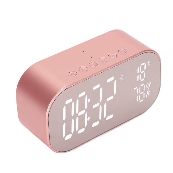 Vekkerklokke Radio Multifunksjon FM Digital Radio Vekkerklokke med Bluetooth-høyttaler for Home BedroomRose Gold