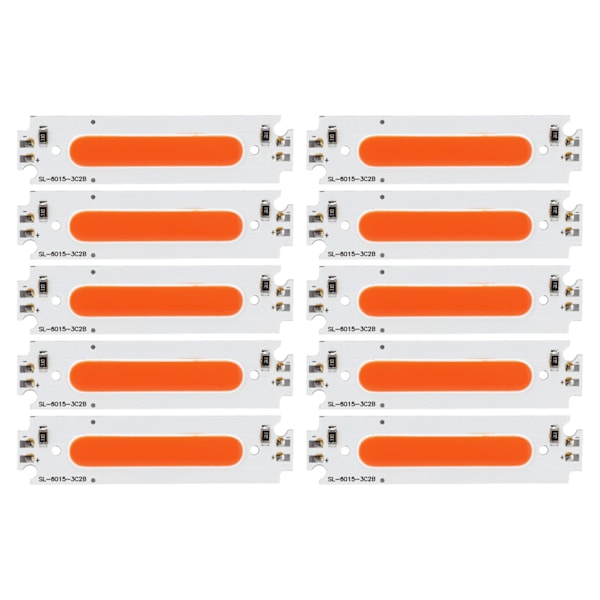 10 stk LED-brikker COB lyskilde lang stripe lampeperler 12V 2W for bilbelysningstilbehør rødt lys