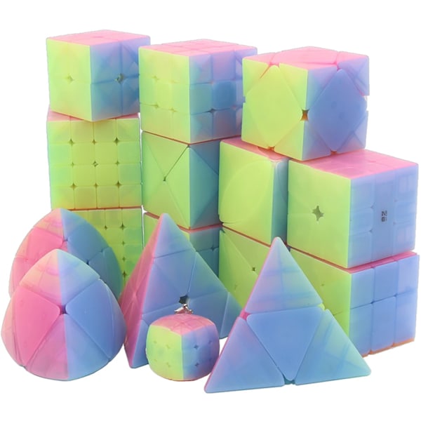 Jelly Färg 2X2 3X3 4X4 5X5 Pyramid Nyckelring Magic Cube Jelly Pedagogisk Cubo Magico Pussel Leksak För Barn Present Axis