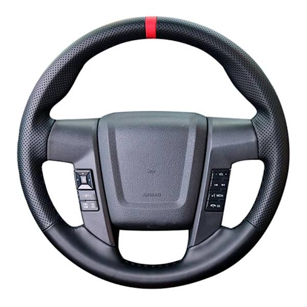 Handsydd svart konstläderflätad rattöverdrag för Ford F150 F-150 SVT Raptor 2010 2011 2012 2013 2014
