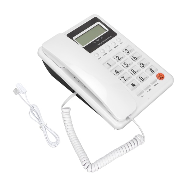 KXT8001CID Sladdtelefon Klassisk FSK DTMF Dubbelsystem fast kontorstelefon med nummerpresentation för hemmahotell (Vit)